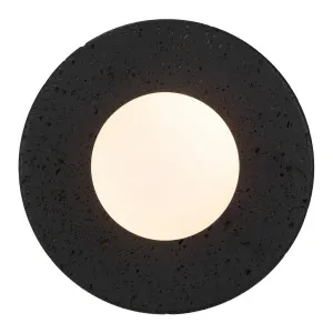 Telbix Varon Black Travertine Base Wall Light Opal Matte by Telbix, a Wall Lighting for sale on Style Sourcebook