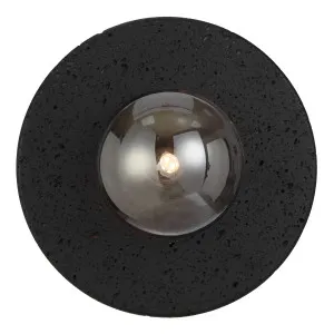 Telbix Varon Black Travertine Base Wall Light Smoke by Telbix, a Wall Lighting for sale on Style Sourcebook