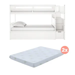 Flavia Timber Bunk Bed & Junior Mattress Package in White by Luxo Furniture, a Kids Beds & Bunks for sale on Style Sourcebook