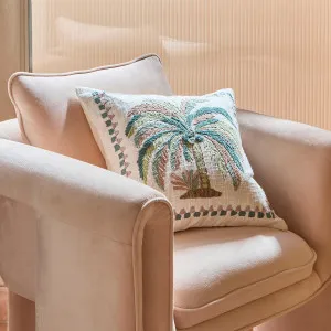 Habitat Jada Palm Embroidered Cushion White/ Multi by Habitat, a Cushions, Decorative Pillows for sale on Style Sourcebook