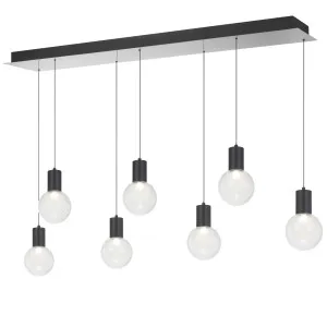 Telbix Invar 7 Light Adjustable LED Linear Pendant with Clear Glass Shades Nickel by Telbix, a Lighting for sale on Style Sourcebook