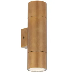Telbix Walsh Durable Outdoor Cylinder Wall Light with Up/Down Illumination Natural Brass by Telbix, a Outdoor Lighting for sale on Style Sourcebook