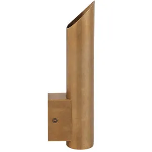 Telbix Penros Minimalist Tubular Outdoor LED Wall Light Natural Brass by Telbix, a Wall Lighting for sale on Style Sourcebook