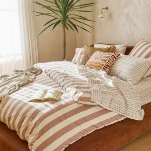 Habitat Milah Stripe Quilt Cover Set Clay by Habitat, a Quilt Covers for sale on Style Sourcebook