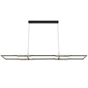 Telbix Zafra Sculptural Rectangle LED Pendant with Crystal Accent - Black by Telbix, a Lighting for sale on Style Sourcebook