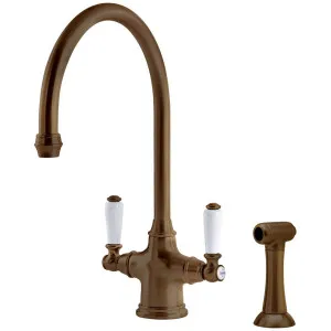 Shaws by Perrin & Rowe Ribble Kitchen Mixer with Rinse English Bronze AUSH4360EBWPC-3 by Shaws by Perrin & Rowe, a Kitchen Taps & Mixers for sale on Style Sourcebook