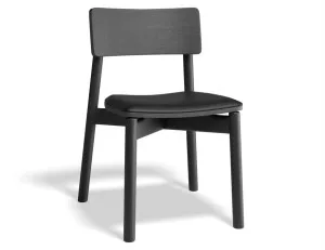 Andi Chair - Black Ash with Pad - Vintage Black Vegan Leather Seat Pad by Level, a Chairs for sale on Style Sourcebook
