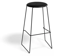 Hugo Bar Stool - Black - Vintage PU Seat - 77cm Bar Height - Vintage Black Seat by Bent Design, a Stools for sale on Style Sourcebook
