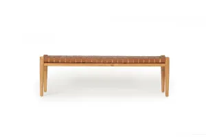 Altadena Woven Leather Bench - Tan by Azure Interiors, a Benches for sale on Style Sourcebook