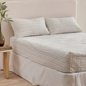 Habitat Linen Cotton Stripe Fitted Sheet Black by Habitat, a Sheets for sale on Style Sourcebook