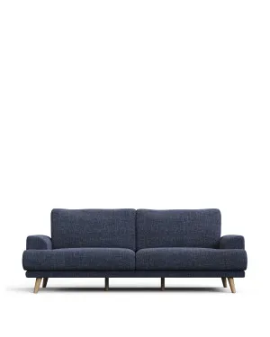 Karin 3-seater sofa dark blue with solid beech wood legs with natural finish, 231 cm by null, a Sofas for sale on Style Sourcebook