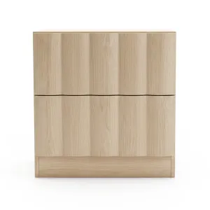 Hamish 2 Drawer Fluted Bedside Table in Oak by Luxo Living, a Bedside Tables for sale on Style Sourcebook