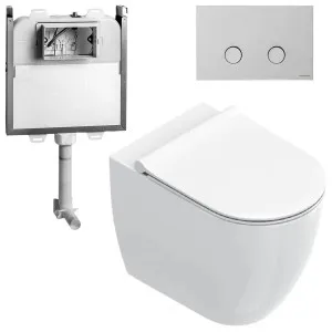 Catalano Sfera Wall Faced Toilet Suite with Slim Soft Close Seat - Includes Rogerseller Cistern & Flushplate Chrome SFERAWFSLCH by Catalano, a Toilets & Bidets for sale on Style Sourcebook