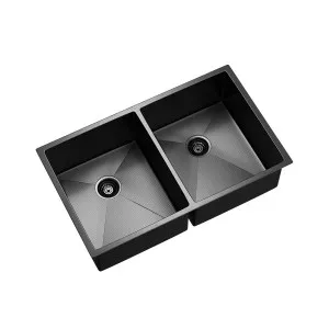 BURAZZO Inset / Undermount Embossed Double Bowl Sink 750mm Gunmetal by Highgrove Bathrooms, a Kitchen Sinks for sale on Style Sourcebook