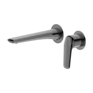 Tela Wall Basin Set Round Trim Kit Brushed Gun Metal by Haus25, a Bathroom Taps & Mixers for sale on Style Sourcebook
