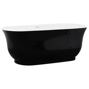 Marietta 150cm Freestanding Acrylic Black & White Bath w/ White Overflow & Waste by Schots, a Bathtubs for sale on Style Sourcebook