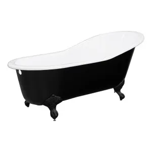 170cm Single End Slipper Cast Iron Bath with Feet, Matte Black & White by Schots, a Bathtubs for sale on Style Sourcebook
