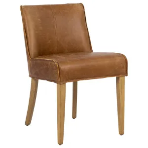 Ambra Leather & Oak Vintage Saddle Dining Chair by Schots, a Chairs for sale on Style Sourcebook