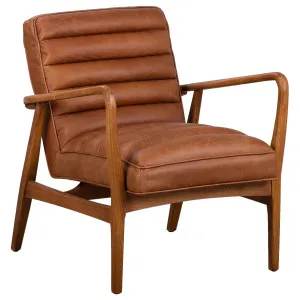 Panton Leather & Oak Armchair, Vintage Saddle by Schots, a Chairs for sale on Style Sourcebook