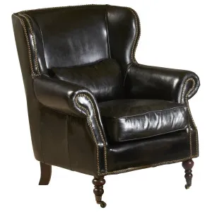 Wing Leather Armchair, Ebony Black by Schots, a Chairs for sale on Style Sourcebook