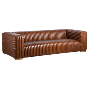 Harmon 3 Seat Havana Brown Leather Sofa w Timber Feet by Schots, a Sofas for sale on Style Sourcebook