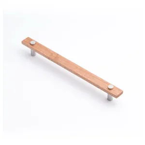 Lenah 224mm Cabinet Handle, Tasmanian Oak & Polished Chrome Face Caps by Castella, a Cabinet Hardware for sale on Style Sourcebook