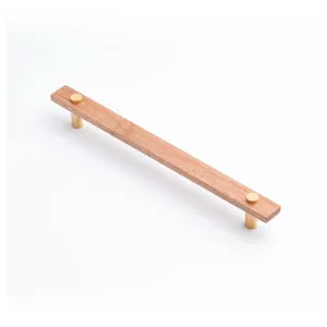 Lenah 224mm Cabinet Handle, Tasmanian Oak & Polished Gold Face Caps by Castella, a Cabinet Hardware for sale on Style Sourcebook