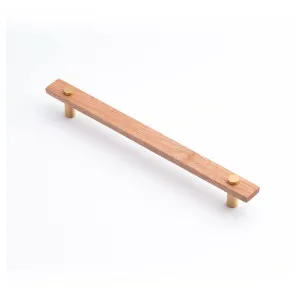 Lenah 224mm Cabinet Handle, Tasmanian Oak & Brushed Gold Face Caps by Castella, a Cabinet Hardware for sale on Style Sourcebook
