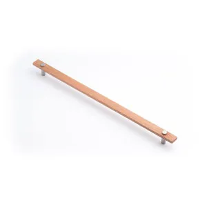 Lenah 416mm Cabinet Handle, Tasmanian Oak & Satin Chrome Face Caps by Castella, a Cabinet Hardware for sale on Style Sourcebook