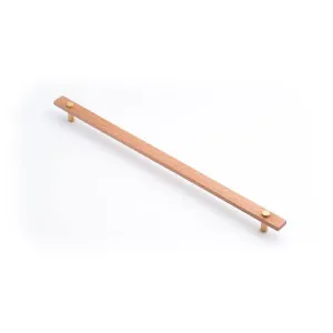 Lenah 416mm Cabinet Handle, Tasmanian Oak & Brushed Gold Face Caps by Castella, a Cabinet Hardware for sale on Style Sourcebook