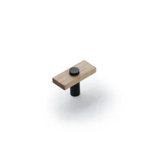 Lenah 50mm T-Bar Handle, European Beech & Matt Black Face Caps by Castella, a Cabinet Hardware for sale on Style Sourcebook