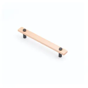 Lenah 160mm Cabinet Handle, European Beech & Matt Black Face Caps by Castella, a Cabinet Hardware for sale on Style Sourcebook