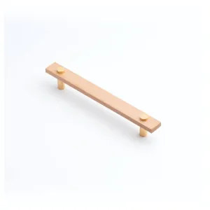 Lenah 160mm Cabinet Handle, European Beech & Polished Gold Face Caps by Castella, a Cabinet Hardware for sale on Style Sourcebook