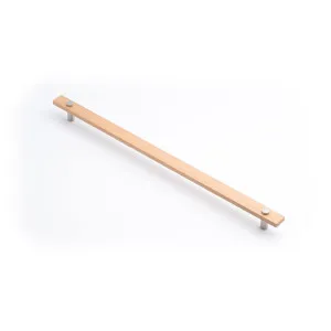 Lenah 416mm Cabinet Handle, European Beech & Satin Chrome Face Caps by Castella, a Cabinet Hardware for sale on Style Sourcebook