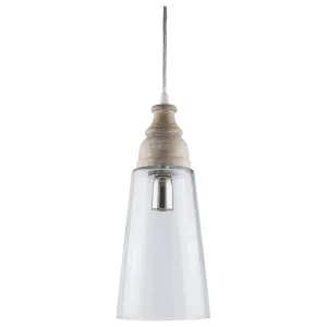 Harz Clear Glass & Wood Pendant Light, White Washed by Schots, a Fixed Lights for sale on Style Sourcebook