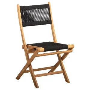 Tiki Folding Teak Chair (w/ Black Rope), Natural Sanded & Black by Schots, a Outdoor Chairs for sale on Style Sourcebook