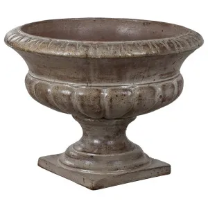 Vada Urn And Pedestal 80cm Ironstone Antique White by Schots, a Baskets, Pots & Window Boxes for sale on Style Sourcebook