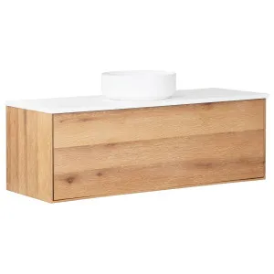 Alero 120 White Resin Top Wall Hung Vanity, Acacia Tan by Schots, a Vanities for sale on Style Sourcebook