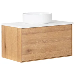 Alero 75 White Resin Top Wall Hung Vanity, Acacia Tan by Schots, a Vanities for sale on Style Sourcebook