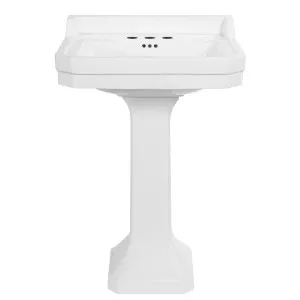 Emile 60cm 3 Tap Hole Pedestal Basin, White by Schots, a Basins for sale on Style Sourcebook