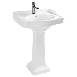 Francis 62cm 1 Tap Hole Pedestal Basin, White by Schots, a Basins for sale on Style Sourcebook