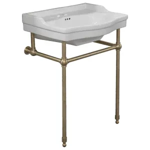 Bristol 62cm 1 Tap Hole Console Basin, White & Brushed Gold by Schots, a Basins for sale on Style Sourcebook