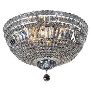 Classique Medium 40cm Flush 5 Light Crystal Glass Chandelier, Chrome by Lighting Inspirations, a Chandeliers for sale on Style Sourcebook