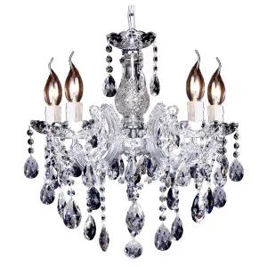 Zurich 5 Light Crystal Glass Chandelier, Clear Chrome by Lighting Inspirations, a Chandeliers for sale on Style Sourcebook
