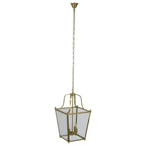 Montana Medium 4 Light Lantern Pendant, Satin Brass by Lighting Inspirations, a Fixed Lights for sale on Style Sourcebook