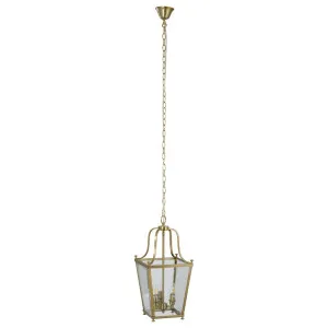 Montana Small 3 Light Lantern Pendant, Satin Brass by Lighting Inspirations, a Fixed Lights for sale on Style Sourcebook