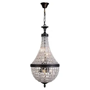 Marseilles Small 34cm 6 Light Basket Crystal Glass Chandelier, Bronze by Lighting Inspirations, a Chandeliers for sale on Style Sourcebook