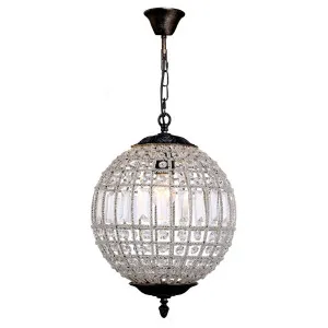 Marseilles Small 31cm 1 Light Ball Crystal Glass Chandelier, Bronze by Lighting Inspirations, a Chandeliers for sale on Style Sourcebook