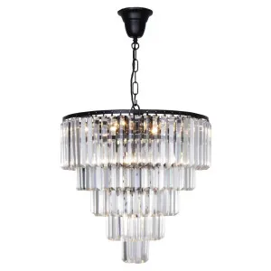 Celestial 49cm 10 Light 5 Tier Crystal Glass Chandelier, Black by Lighting Inspirations, a Chandeliers for sale on Style Sourcebook