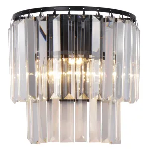 Celestial 2 Light 2 Tier Crystal Glass Wall Bracket, Black by Lighting Inspirations, a Chandeliers for sale on Style Sourcebook